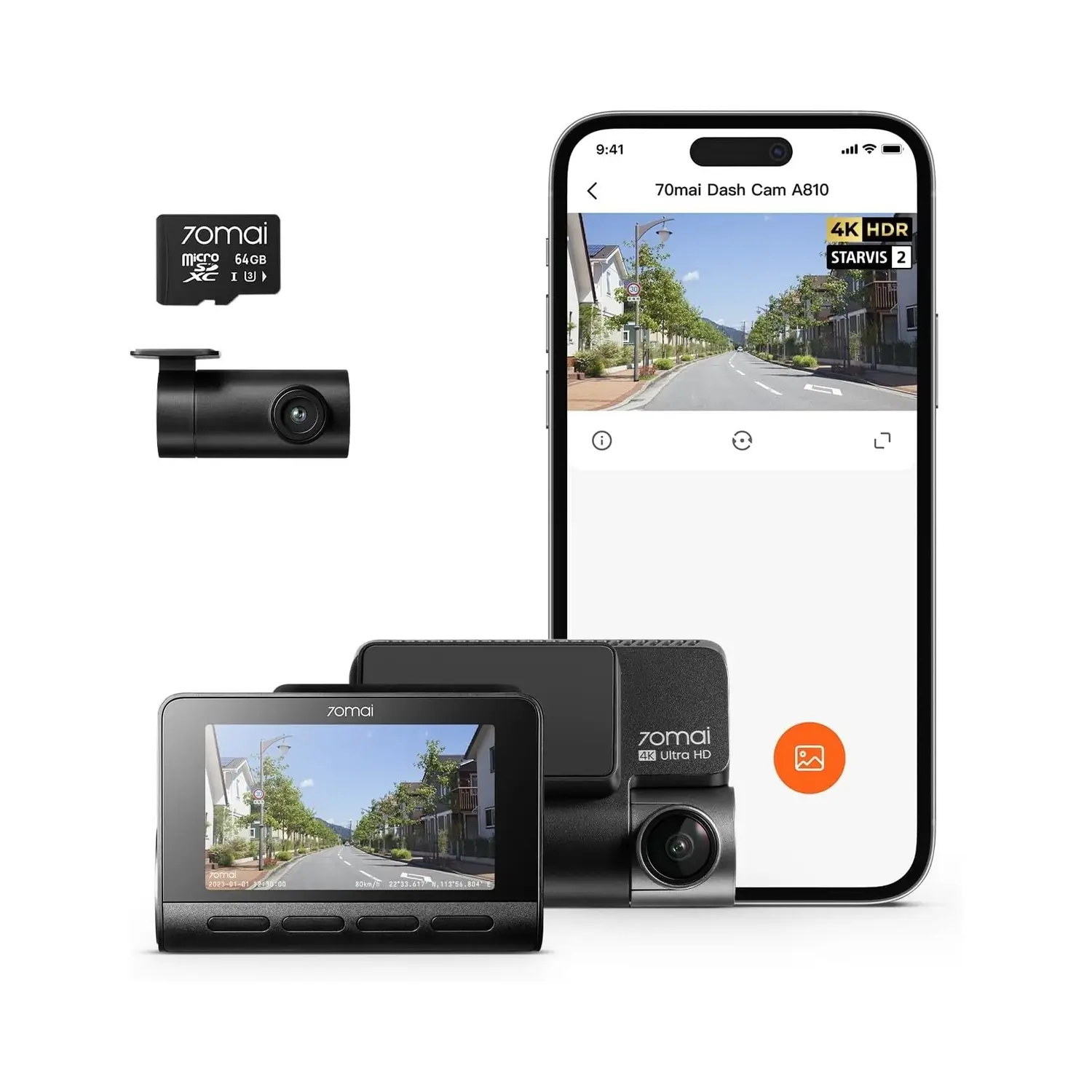 70mai A810 4K HDR Dash Cam with Sony STARVIS 2 Sensor