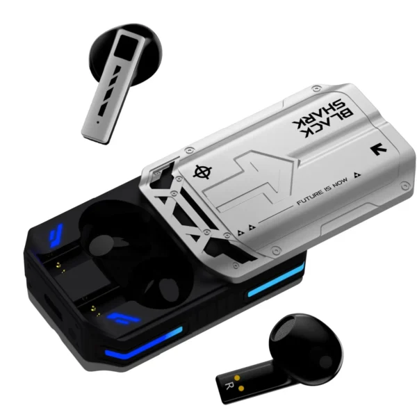 Open Case Gaming Earbuds Black Shark T11 Kenya Blue RGB Light Battery