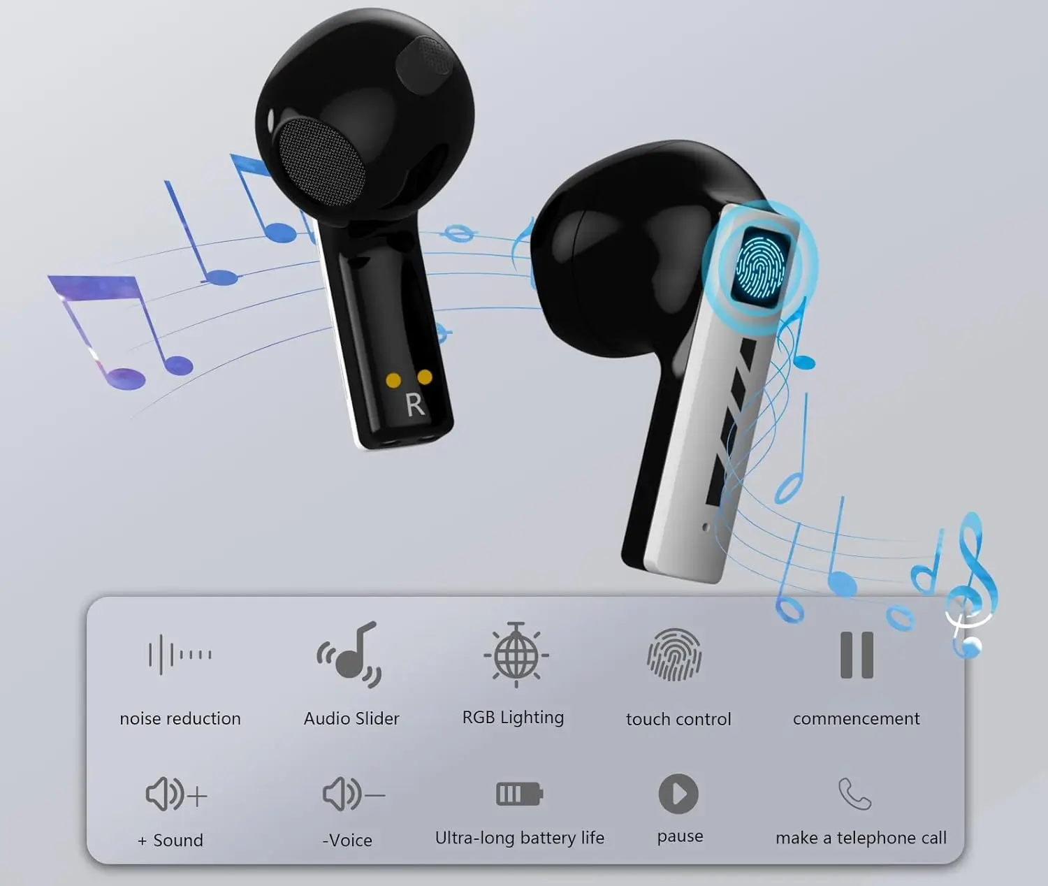 Wireless Gaming Earbuds White Black Shark T11 App Controls Music Mode