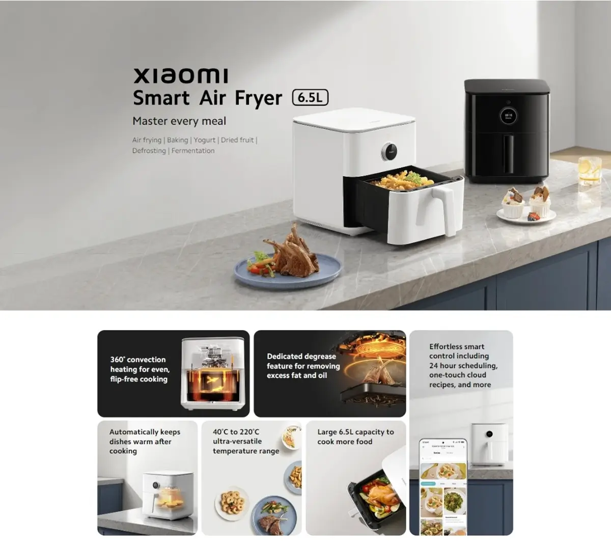Xiaomi Smart Air Fryer 6.5L with App Control Voice Control and Cloud Recipes