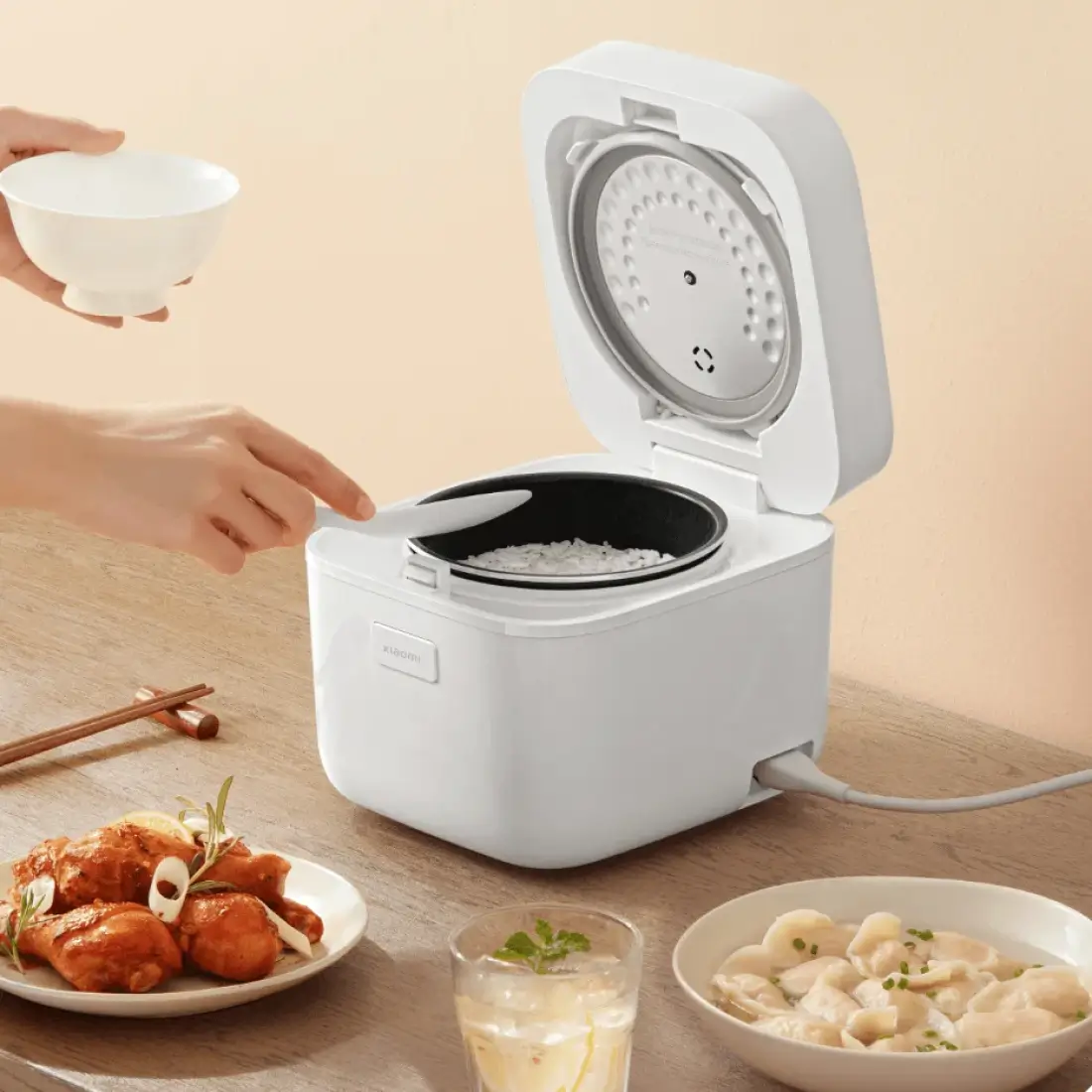 Xiaomi Compact Rice Cooker 1.5L Glass Touch Panel Smart Cooking Appliance